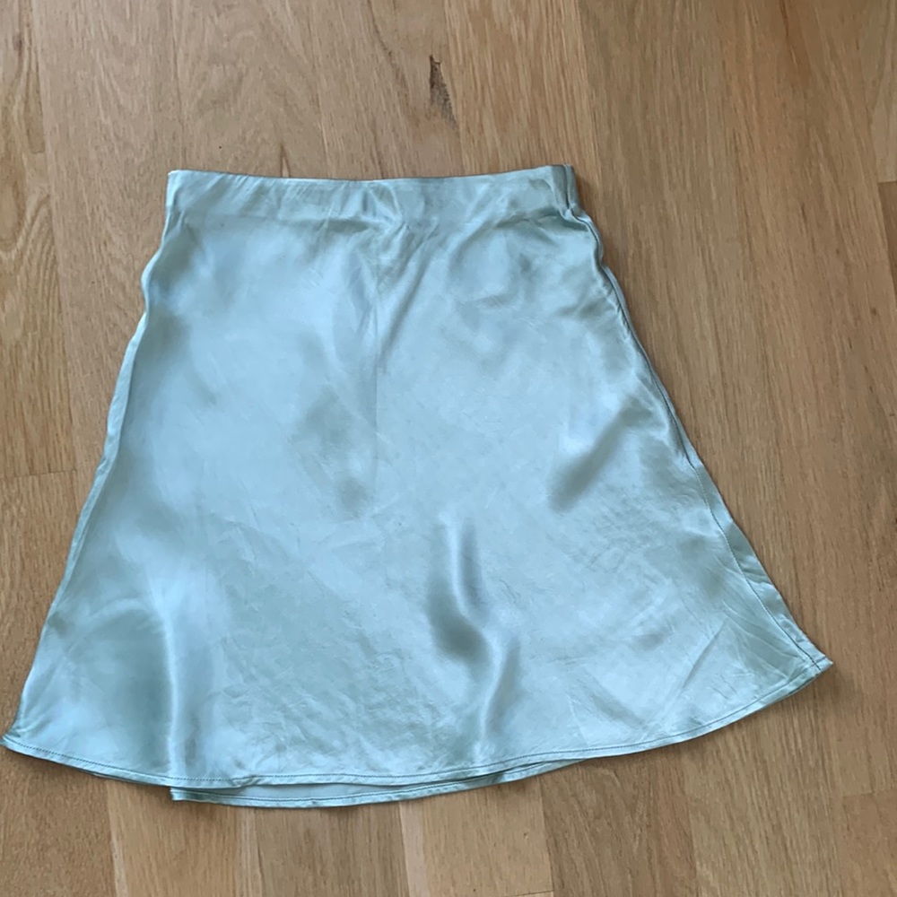 Turquoise satin skirt